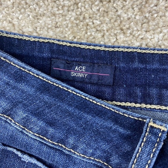 Vigoss Womens Ace Skinny Jeans 27x27 Dark Wash Distressed Stretch Denim - Picture 3 of 9